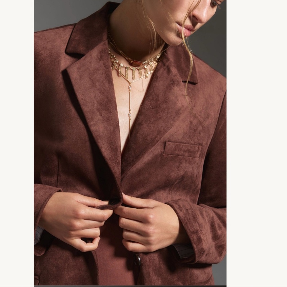 Dolan Left Coast Anthropologie Faux-Suede Boyfriend Blazer Size Small Oversized - Picture 3 of 10